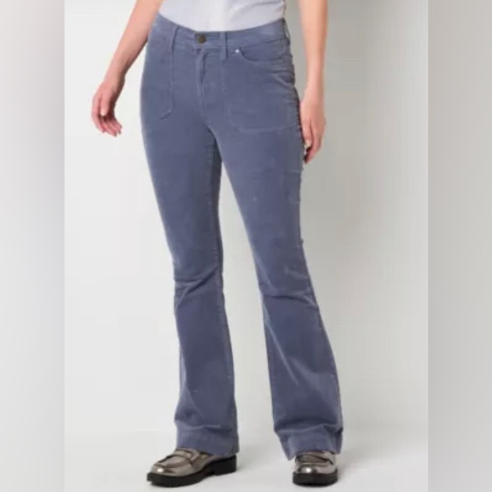 a.n.a Women's 18 Flare Pants French Indigo Blue High Rise‎ Corduroy Stretch NEW